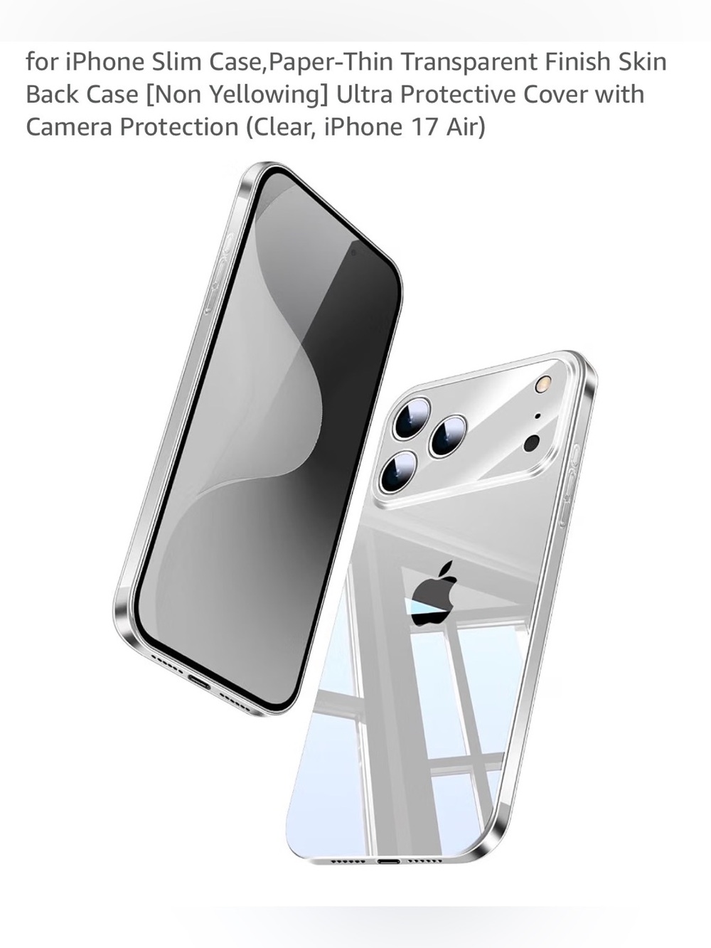 Clear Transparent Slim Phone Case thin transparent for iPhone 17air NEW